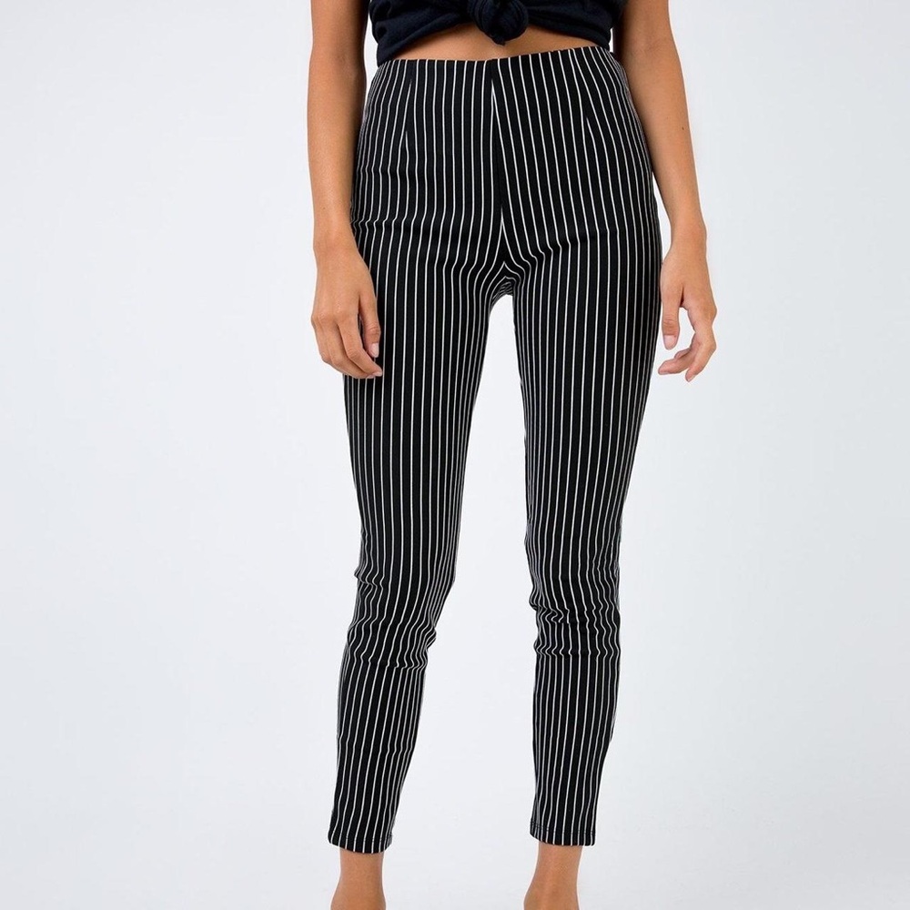 Black and White Striped Women's Pants